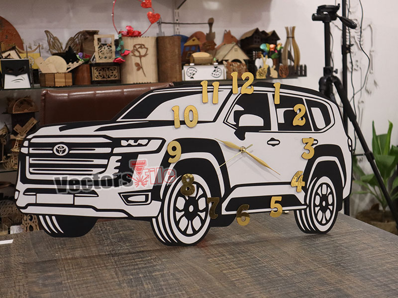 Laser Cut Toyota Land Cruiser Decorative Wall Clock Design