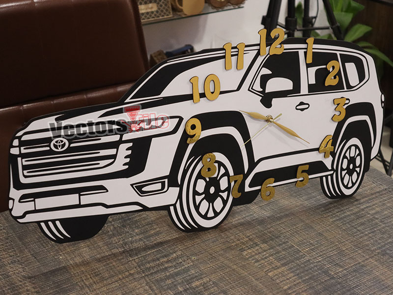 Laser Cut Toyota Land Cruiser Decorative Wall Clock Design