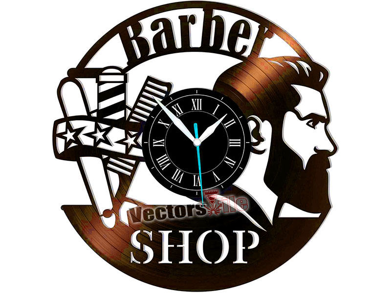Laser Cut Barbershop Vinyl Wall Clock Design