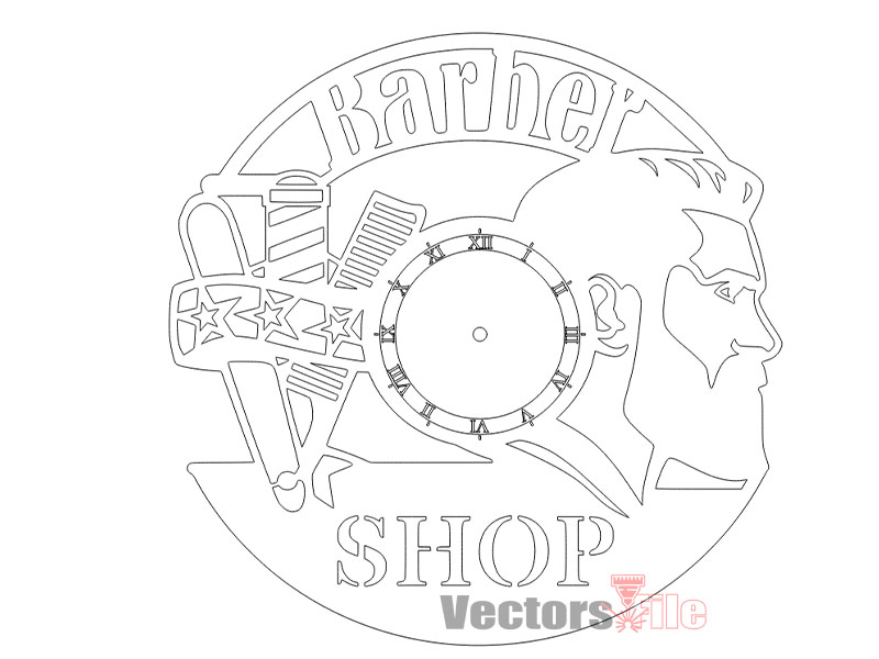 Laser Cut Barbershop Vinyl Wall Clock Design