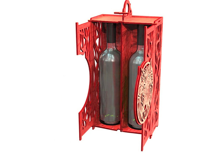 Laser Cut Drink Bottle Wolf Face Gift Box Design