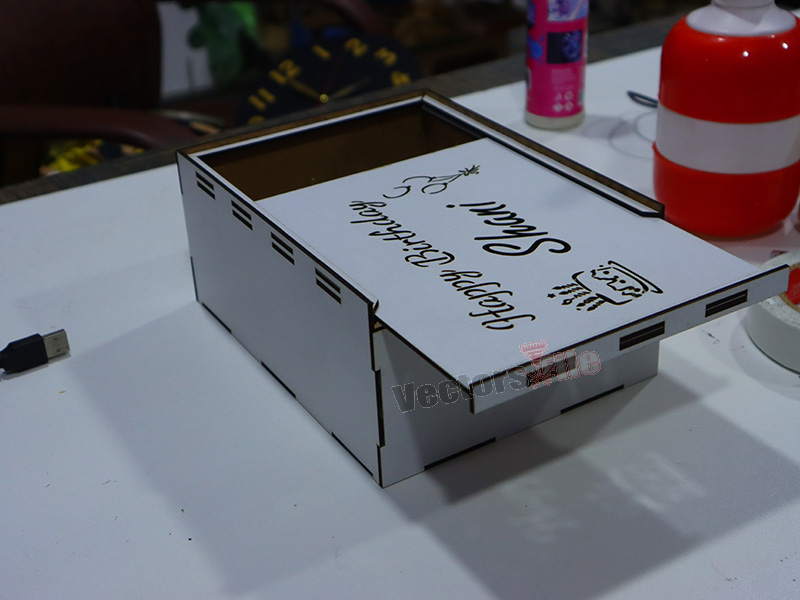 Laser Cut Custom Gift Box Design Wooden Sliding Lid Box