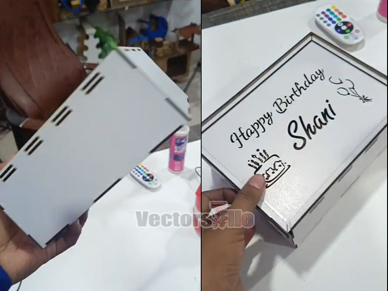 Laser Cut Custom Gift Box Design Wooden Sliding Lid Box