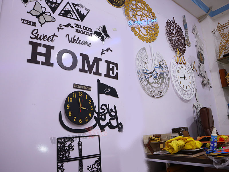 Ya Abbas Alamdar Laser Cut 3D Wall Clock Design