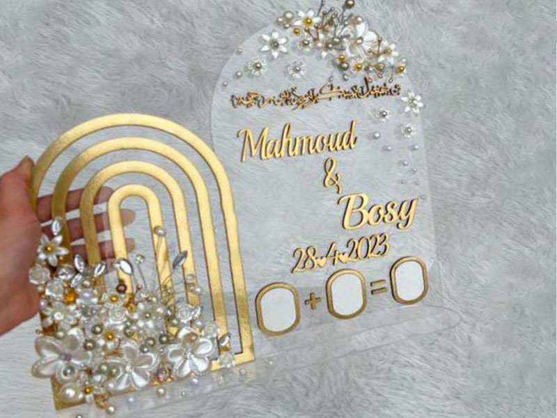 Laser Cut Acrylic Nikah Thumb Board Name Plate Design