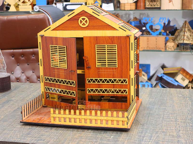 Laser Cut Dollhouse House with Miniature Furniture Toy Model Kit
