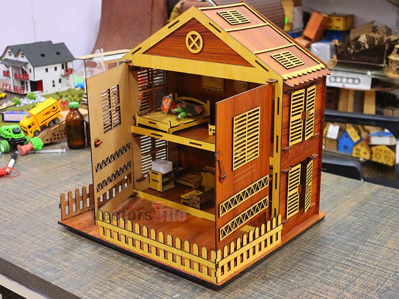 Laser Cut Dollhouse House with Miniature Furniture Toy Model Kit