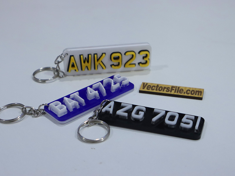 Laser Cut Acrylic Layered 3D Digit Keychain Template