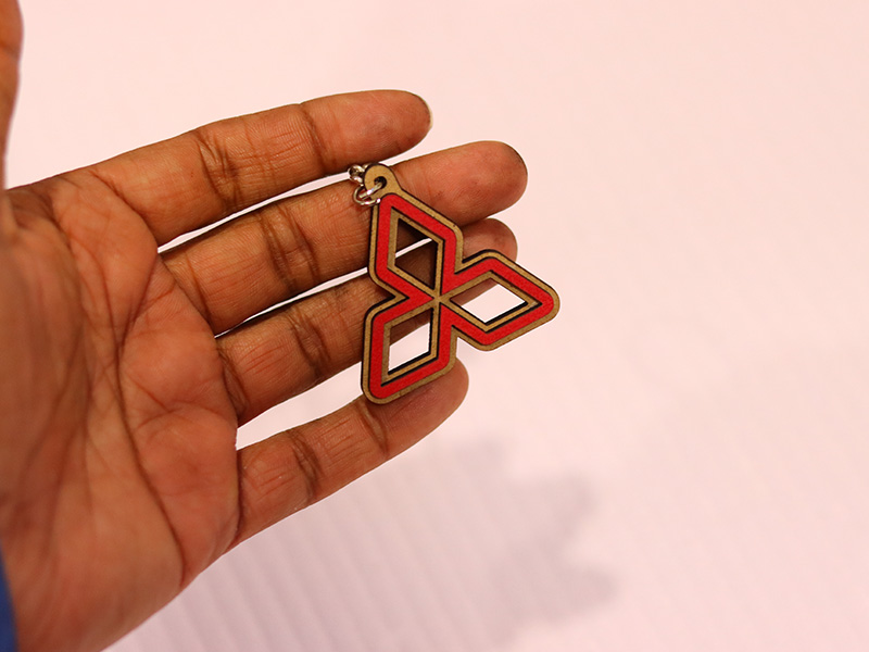 Laser Cut Wooden Mitsubishi Automotive Keyring Template