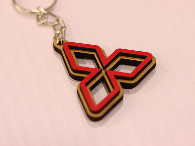 Laser Cut Wooden Mitsubishi Automotive Keyring Template