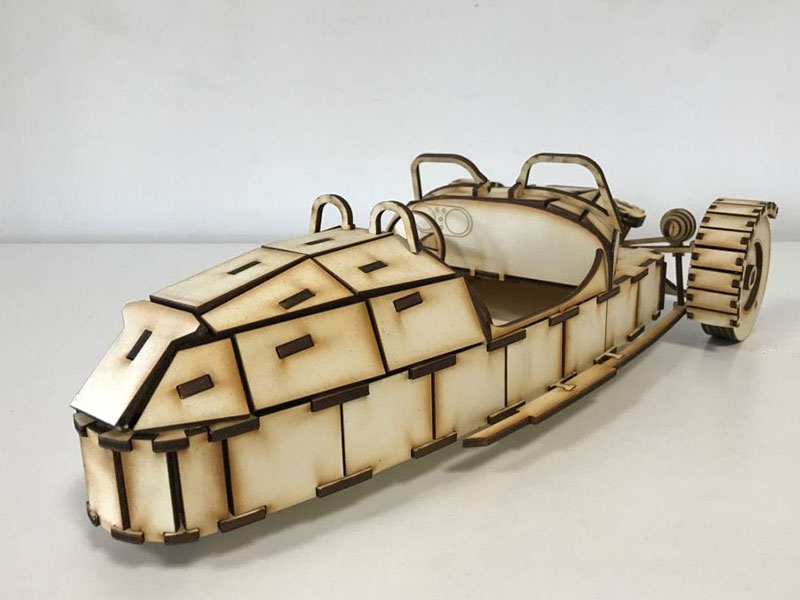Laser Cut Morgan Three Wheeler Toy Car Model Kit