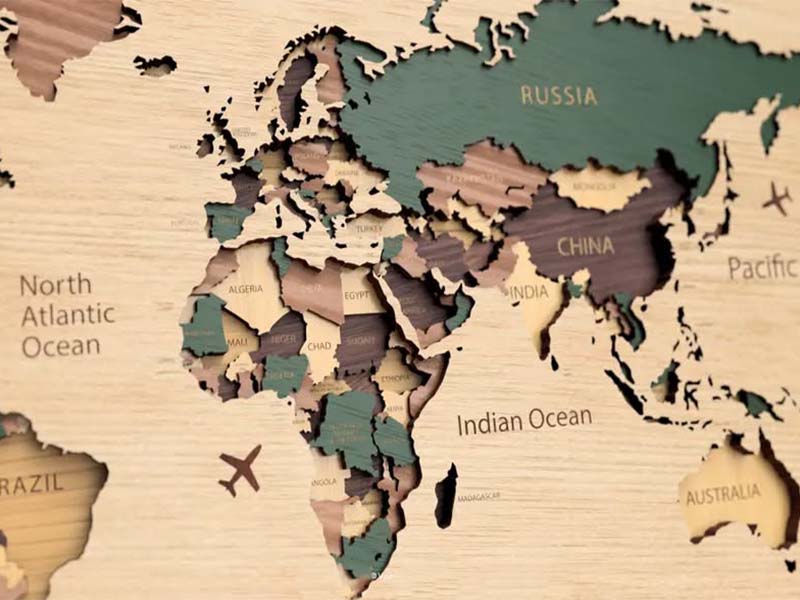 Laser Cut Multilayer 3D World Map Model Design