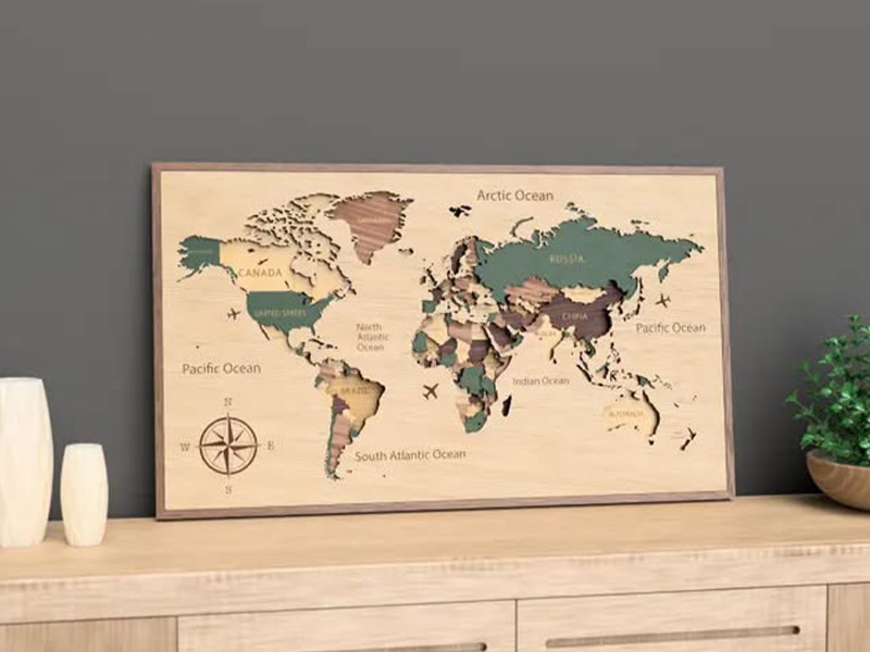 Laser Cut Multilayer 3D World Map Model Design