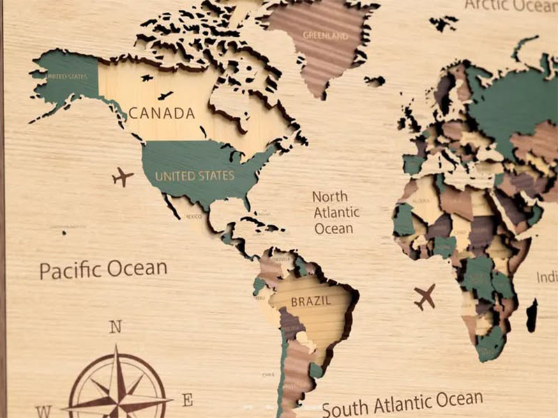 Laser Cut Multilayer 3D World Map Model Design