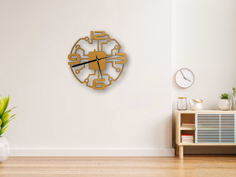 Laser Cut Circuit Board Wall Clock Design