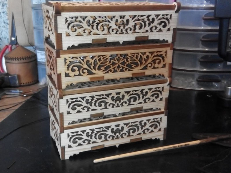 Laser Cut Decorative Jewelry Box Wooden Storage Box Template