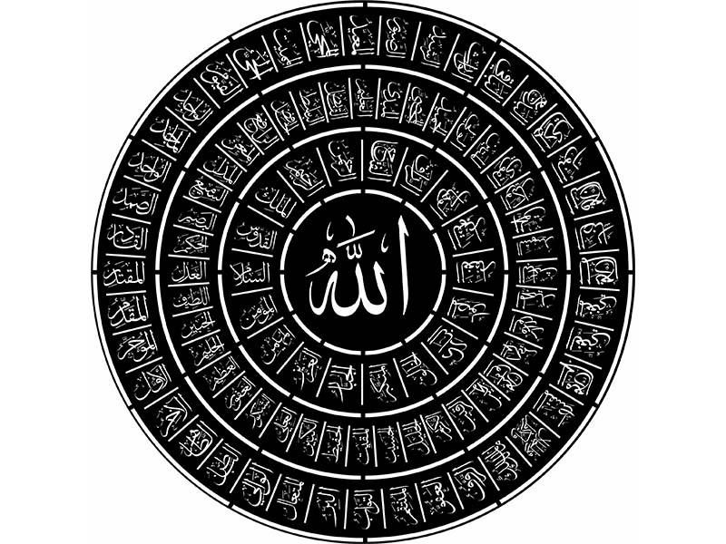 99 Names of Allah Template Laser Cut Islamic Wall Art Calligraphy