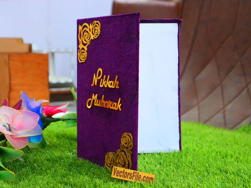 Laser Cut Customized Nikkah Frame Velvet Nikkah Book Thumb Board