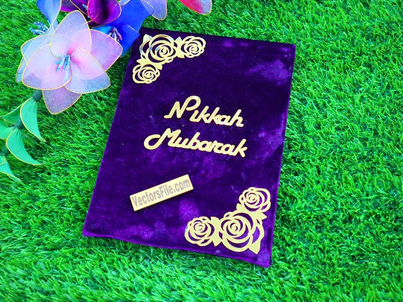 Laser Cut Customized Nikkah Frame Velvet Nikkah Book Thumb Board