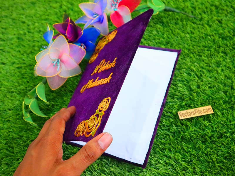 Laser Cut Customized Nikkah Frame Velvet Nikkah Book Thumb Board