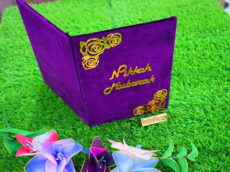 Laser Cut Customized Nikkah Frame Velvet Nikkah Book Thumb Board