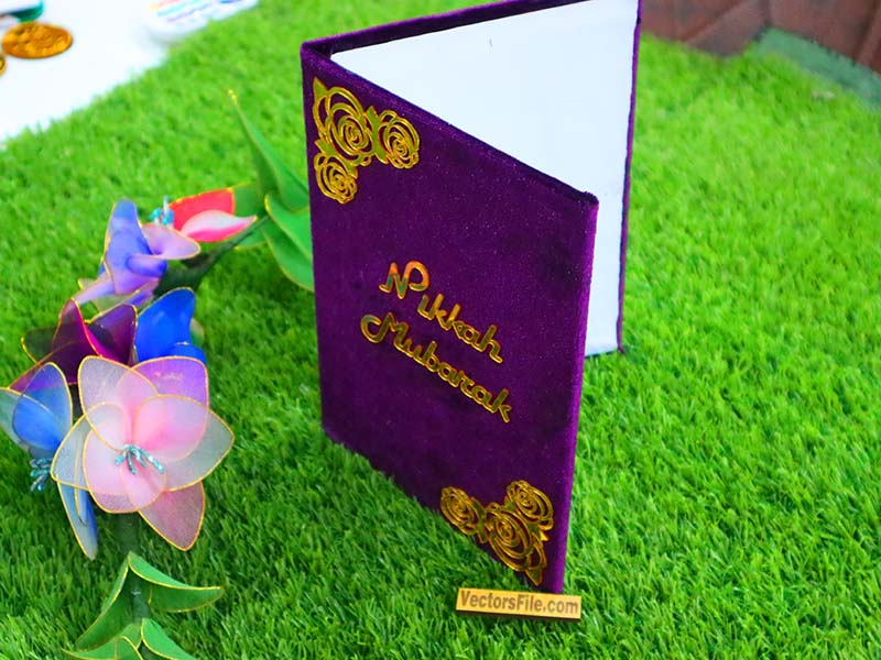 Laser Cut Customized Nikkah Frame Velvet Nikkah Book Thumb Board