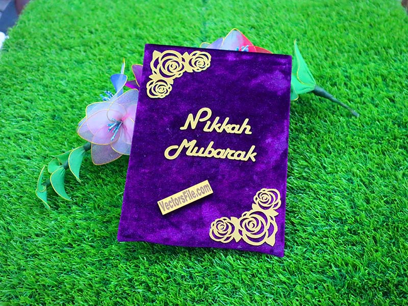 Laser Cut Customized Nikkah Frame Velvet Nikkah Book Thumb Board