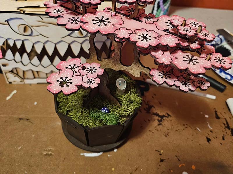 Rolife Sakura Bonsai Laser Cut 3D Wooden Puzzle Tree Model Kit