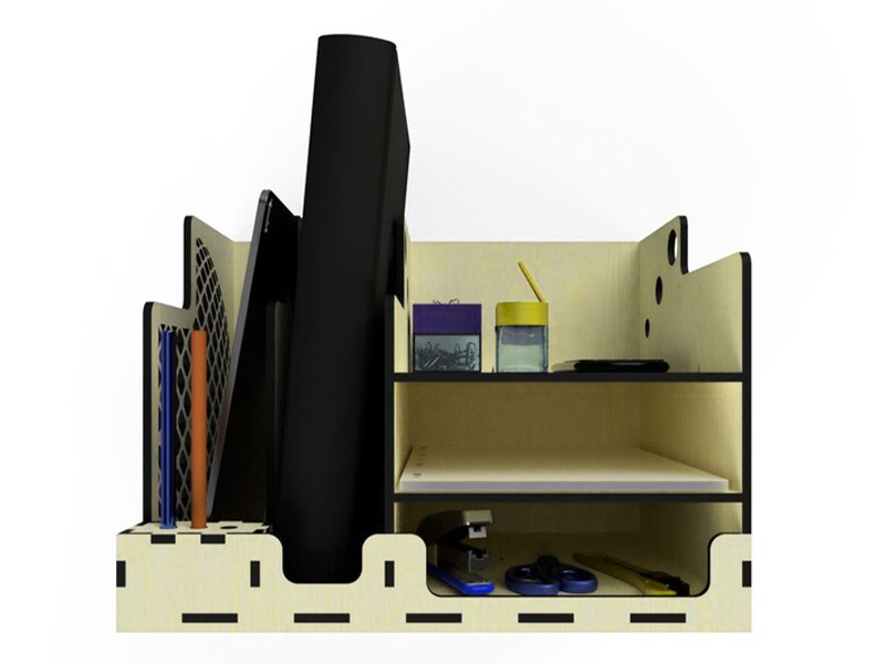 Laser Cut Office Stationery Desk Organizer Pen Holder and File Storage Rack