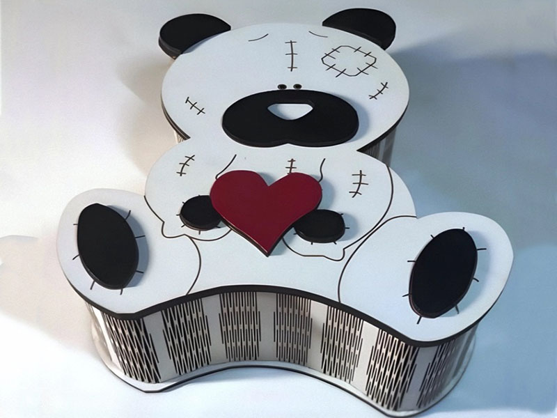 Laser Cut Teddy Bear Wedding and Birthday Gift Box Design
