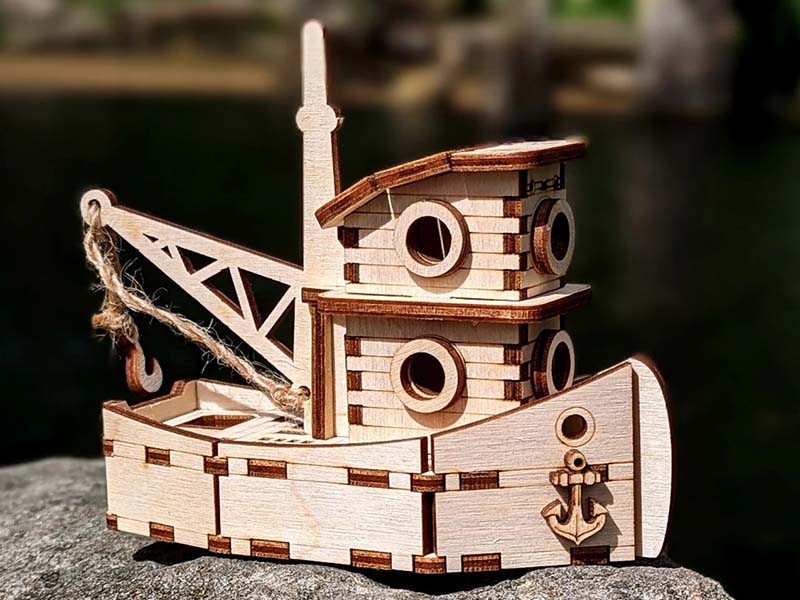 Laser Cut Fishing Boat Miniature Toy Model Design