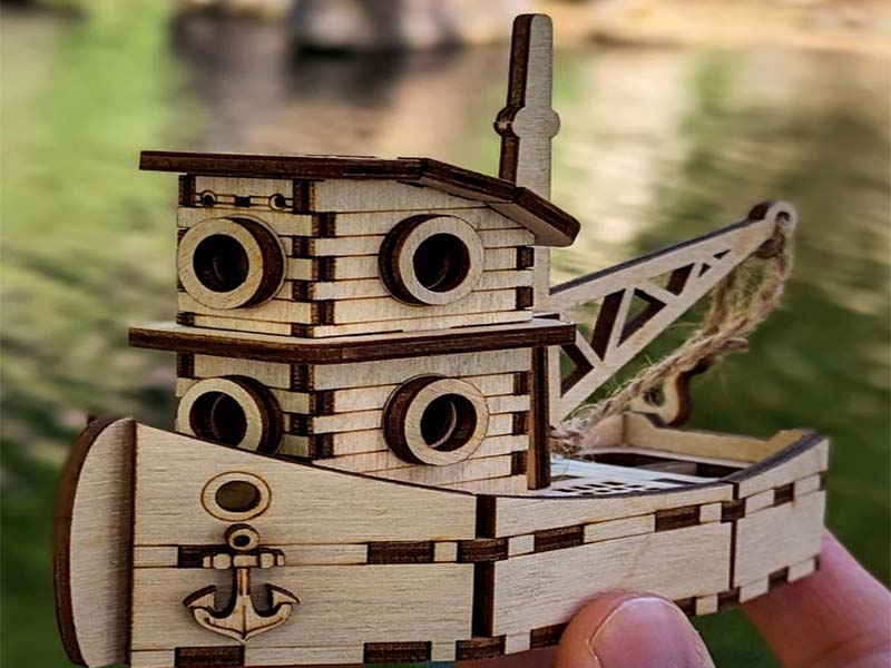 Laser Cut Fishing Boat Miniature Toy Model Design