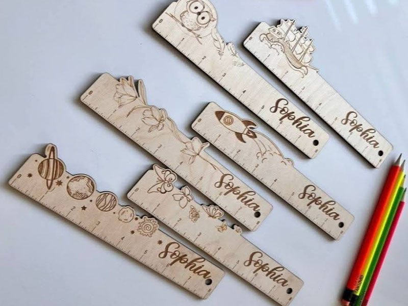 Laser Cut Wooden Custom Rulers Set Design Templates
