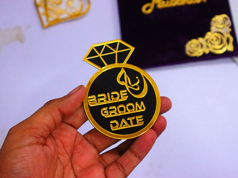 Laser Cut Diamond Ring Luxury Acrylic Wedding Party and Birthday Custom Invitations