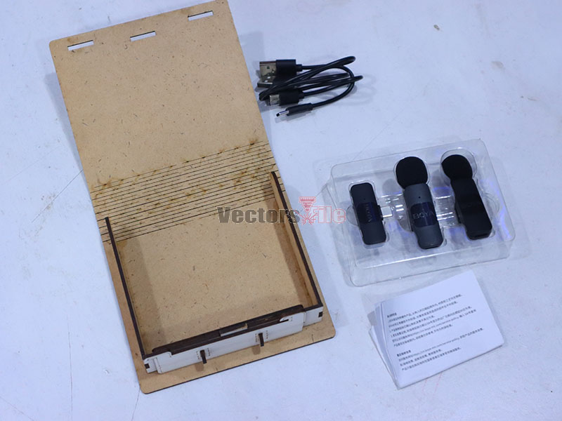 Laser Cut BOYA V20 Wireless Mic Case DIY Wooden Mic Box