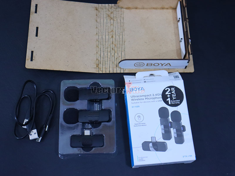 Laser Cut BOYA V20 Wireless Mic Case DIY Wooden Mic Box