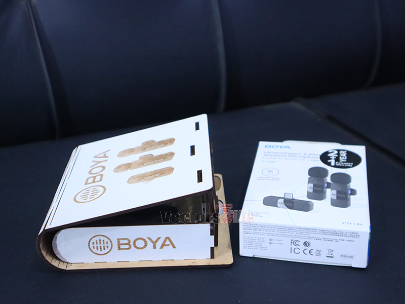 Laser Cut BOYA V20 Wireless Mic Case DIY Wooden Mic Box