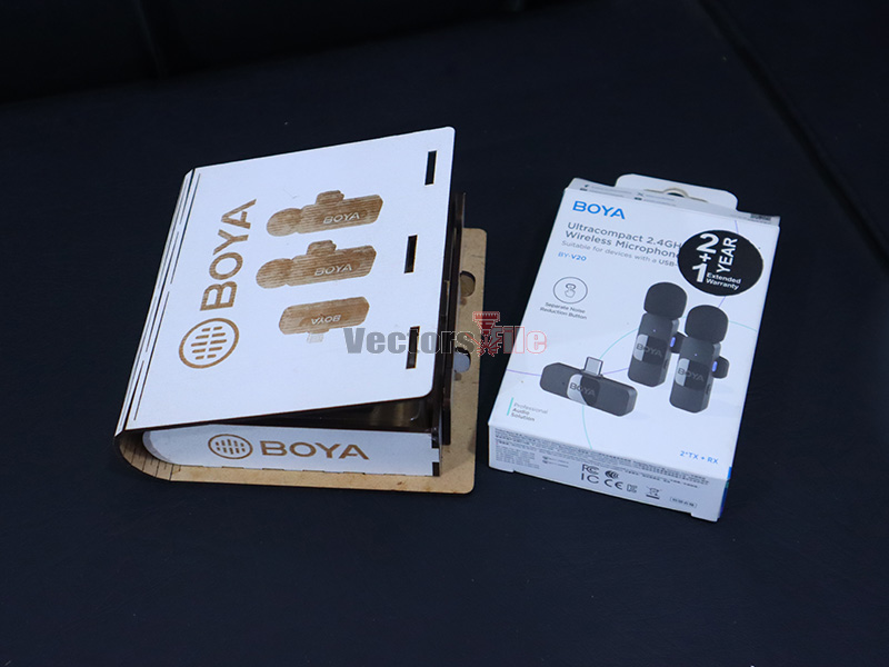 Laser Cut BOYA V20 Wireless Mic Case DIY Wooden Mic Box