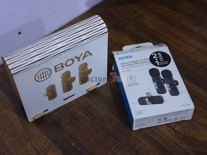 Laser Cut BOYA V20 Wireless Mic Case DIY Wooden Mic Box