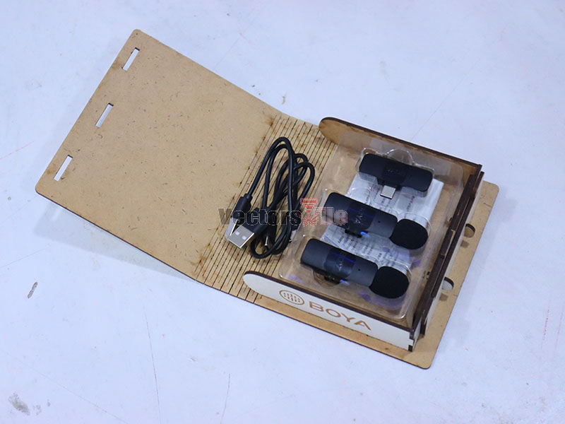 Laser Cut BOYA V20 Wireless Mic Case DIY Wooden Mic Box