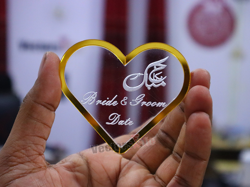 Laser Cut Heart Acrylic Invitation Card Design