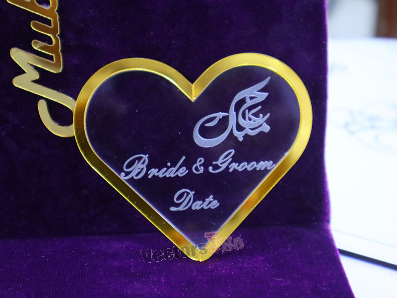 Laser Cut Heart Acrylic Invitation Card Design