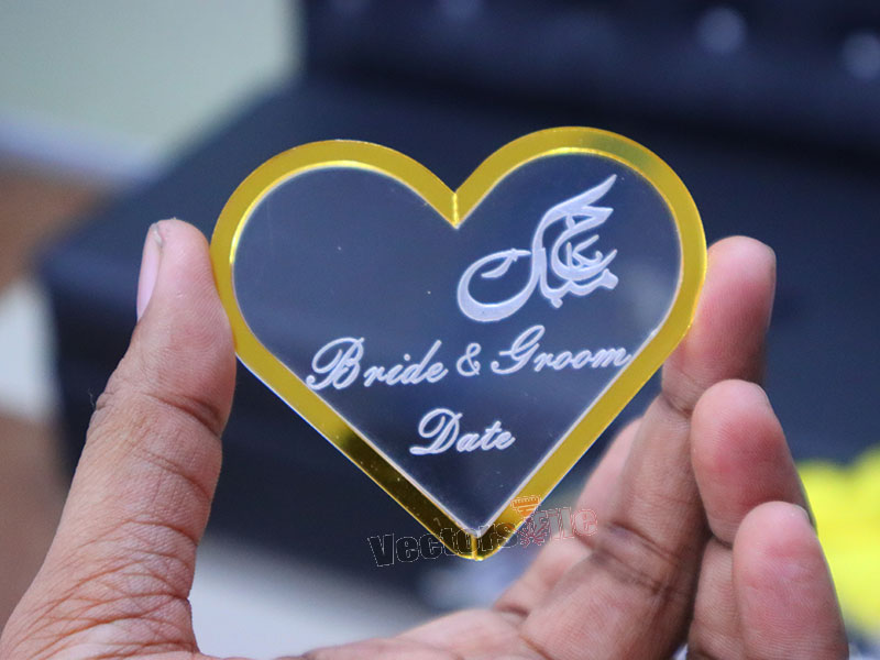 Laser Cut Heart Acrylic Invitation Card Design