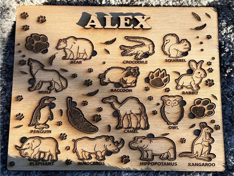 Laser Cut Zoo Animals Jigsaw Puzzle Education Board Design