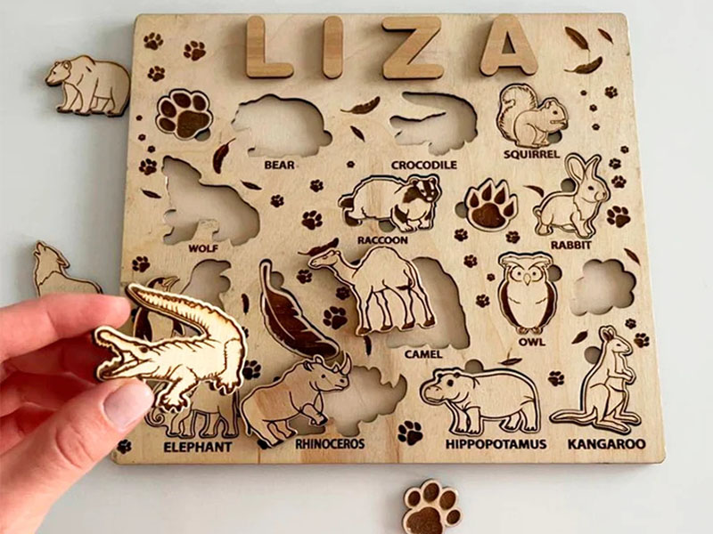 Laser Cut Zoo Animals Jigsaw Puzzle Education Board Design