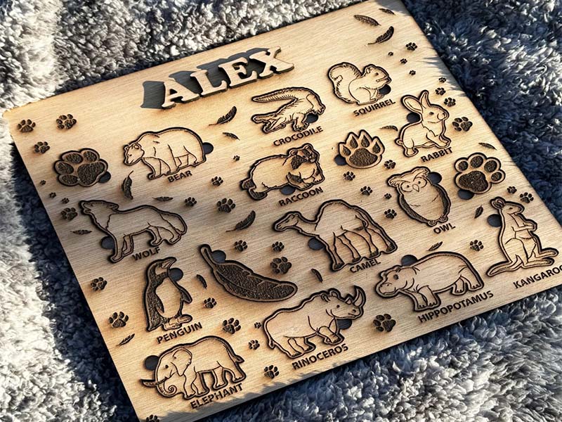 Laser Cut Zoo Animals Jigsaw Puzzle Education Board Design