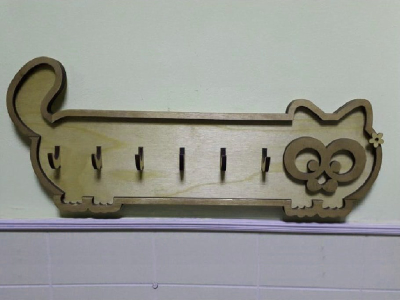 Laser Cut Wall Mounted Cat Shape Key Holder Stand