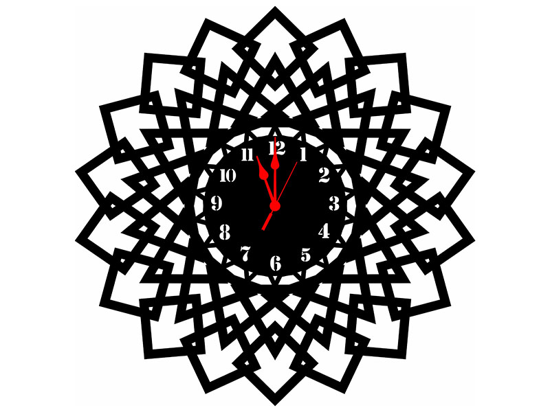 Laser Cut Geometric Pattern Wall Clock Design