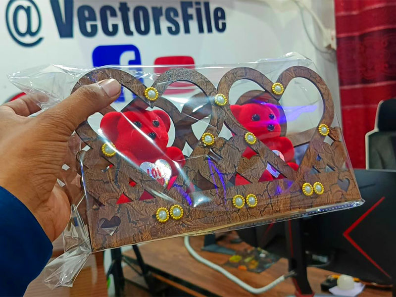 Laser Cut Teddy Bear Heart Gift Basket Template
