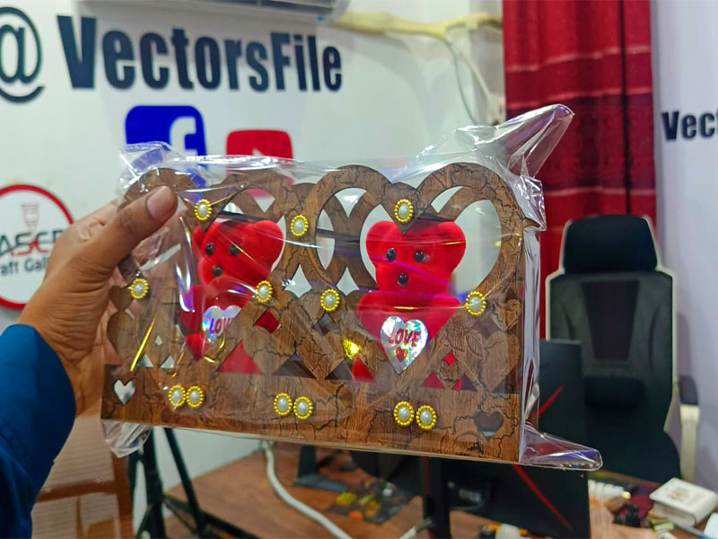 Laser Cut Teddy Bear Heart Gift Basket Template